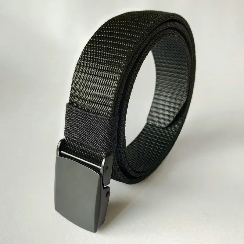 Canvas Belt with Alloy Buckle and Hidden Zipper Wallet