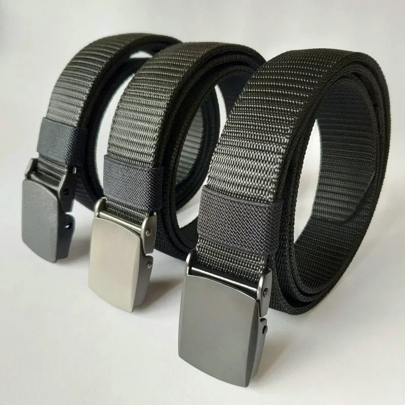 Canvas Belt with Alloy Buckle and Hidden Zipper Wallet
